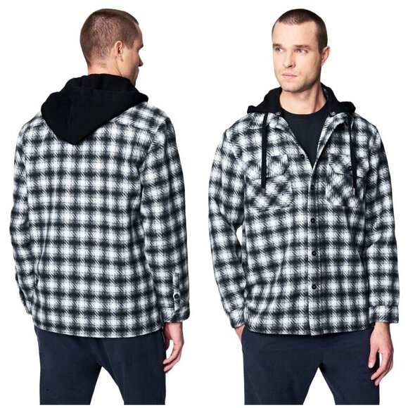Blank NYC Size M Hooded Plaid Shirt Jacket Billingsgate Shacket Long Sleeve NWT - Picture 3 of 9